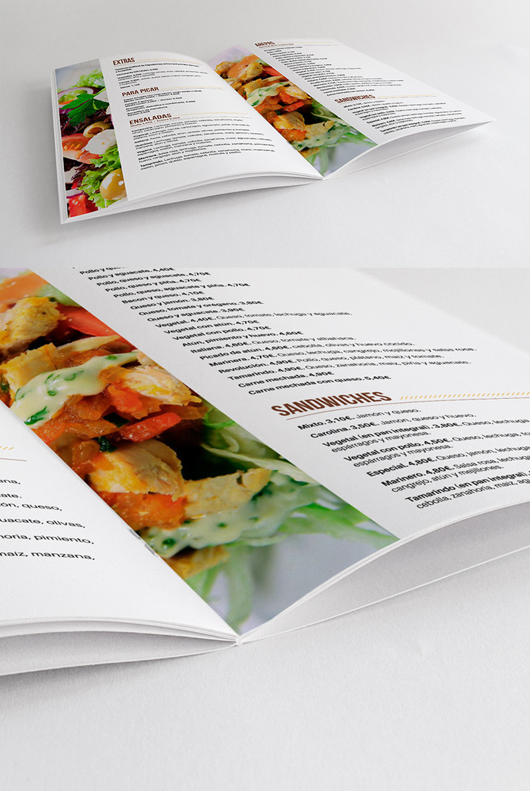 Diseño editorial, carta restaurante, Bocateria Tamarindo